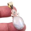 Натуральный Радужный Лунный Камень Драгоценный Камень 925 Проба Цельное Серебро Двухцветный Подвеска 1.75" d0I51
