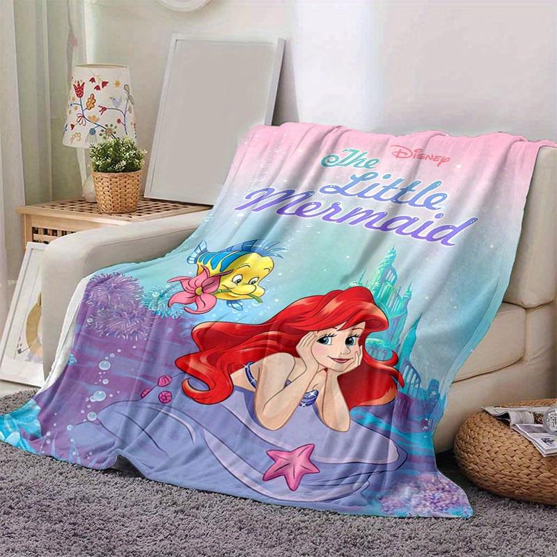 1pc, Disney The Little Mermaid Ariel & Flounder Throw Blanket Soft Coverlet for Bed, Couch, Travel, Camping, Car, Beach, Office Nap