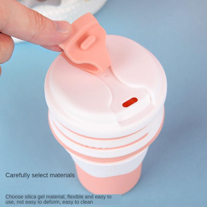Folding Silica Gel Cup Travel Coffee Cup Student Portable Water Cup Silicone Que Bottle Gargle Cup Can Hold Hot Water