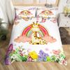 Cartoon Animal Rainbow Duvet Cover Queen Kawaii Elephant Bedding Set Kids Bedroom Decor Quilt Cover Polyester Comforter Cover