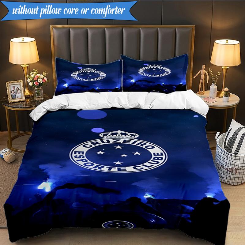 3PCS Cruzeiro Esporte Clube Printed Soft Bedding Set,Including 1pc Duvet Cover And 2pcs Pillowcases Perfect for Bedroom, Dormitory, Fan gift