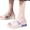 Wedge Heel Slippers Women's Summer High Heel Thick Bottom One-word Drag Wear Fish Mouth Women's Cool Slippers Women