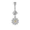 European & American Copper Zircon Floral Belly Button Ring