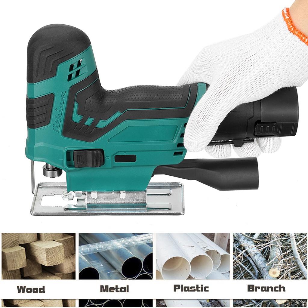 12В 1080Вт Портативная электрическая пила Обрезная лобзиковая пила Аккумуляторные деревообрабатывающие электроинструменты Резак по дереву с 1/2 аккумулятором