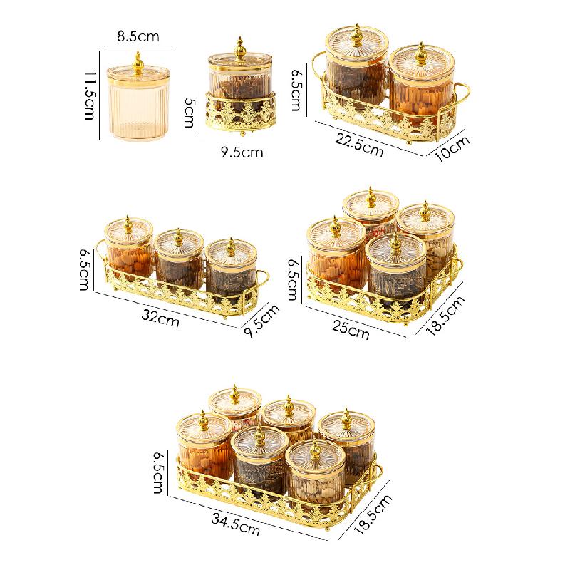 Прозрачная полосатая банка для приправ на кухне, контейнер для хранения зерна, позолоченная банка для сахара, бытовая коробка для приправ, банка для соли