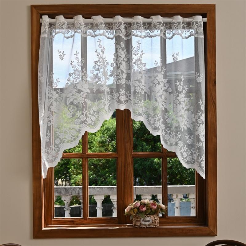 Полупрозрачная кружевная занавеска с цветочным узором, решение для оформления окна, мягкое рассеивание света, украшение для дома