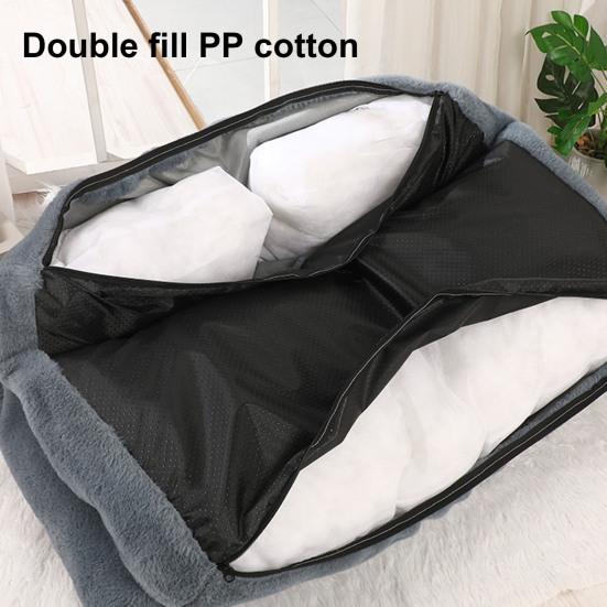 Диван-кровать для домашних животных, пушистый плюшевый диван для домашних животных с приподнятыми краями, подушки, препятствующие скольжению