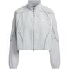 Piping Woven Comfortable Soft Stand Collar Zip Short Sleeve Jacket Women Jackets Light-Gray JJ1079