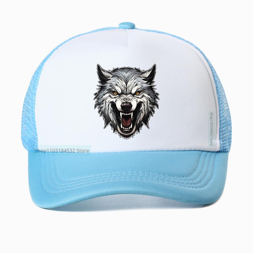 Свирепый Волк Дышащая Бейсболка Унисекс Сетчатая Snapback Козырек Хип-Хоп Хлопок Однотонная Тракерская Кепка Кость