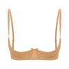 Women Sexy See Through Satin Half Cup Bralette Padded Underwire Shelf Bra Tops