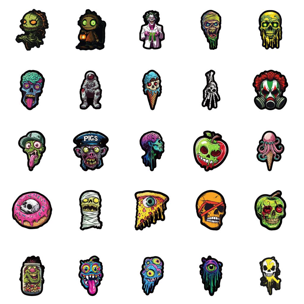 50 New Nordic Style Colorful Skull Series Waterproof Stickers Personalized Graffiti Stickers