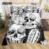 Skull Duvet Cover Set Queen Black Skeleton Paisley Floral Pattern Bedding Set for Teen Adult Polyester Halloween Comforter Cover