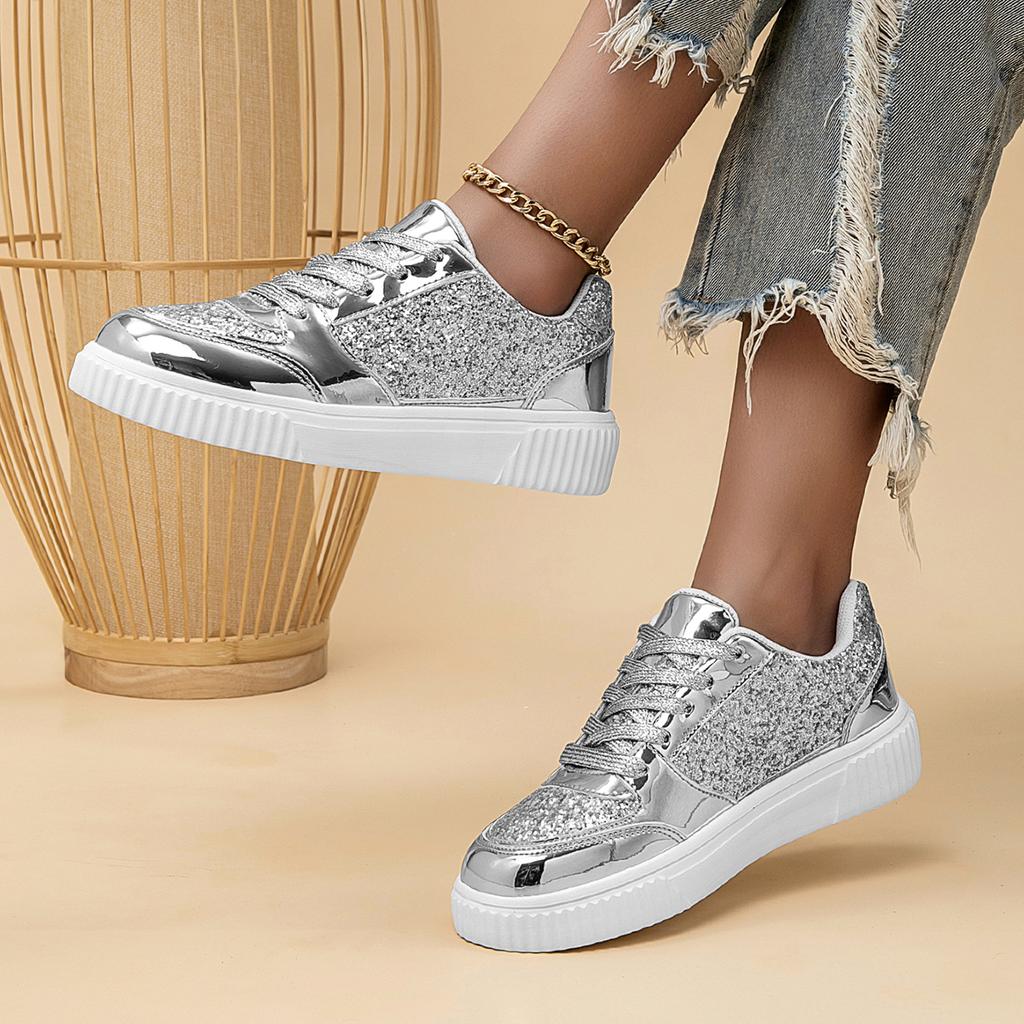 MCTIN Оригинальные золотые кеды на плоской подошве, уличные блестящие туфли для скейтбординга на платформе для женщин