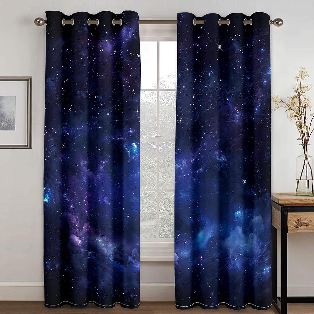 3D цифровая печать звездных штор для детей, оконные шторы, полиэстер, черный, темно-синий, синий, современный, индивидуальность, детская гостиная