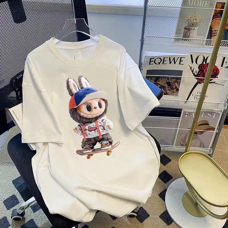 Labubu одежда мультяшная футболка с коротким рукавом для мальчиков и девочек летняя повседневная топы