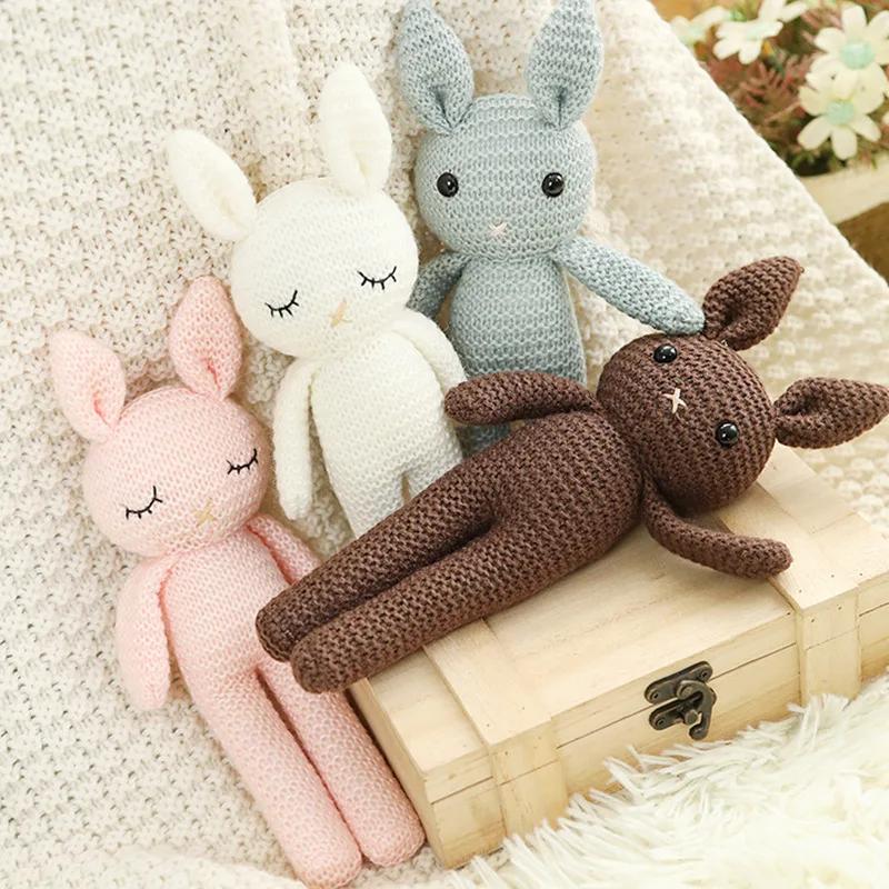 Crochet Animals Plush Stuffed Bunny Monkey Dolls Cotton Knitted Plushies Rabbit Cuddle Toys Kids Early Educational Peluche Toy