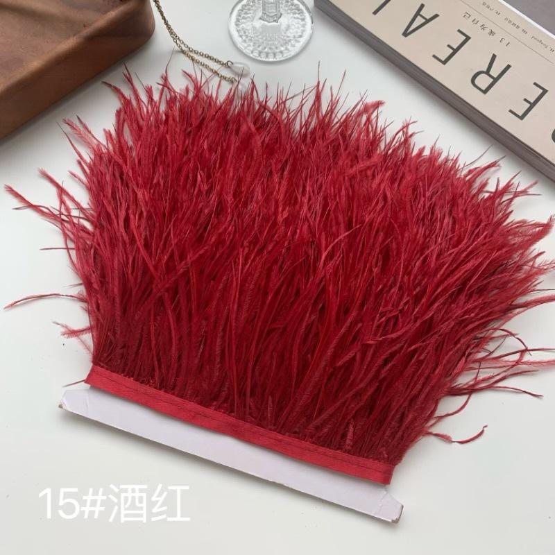 Ткань с отделкой из страусиных перьев 10-15 см Аксессуары для одежды DIY Украшение юбки Декольте платья Манжеты Перья