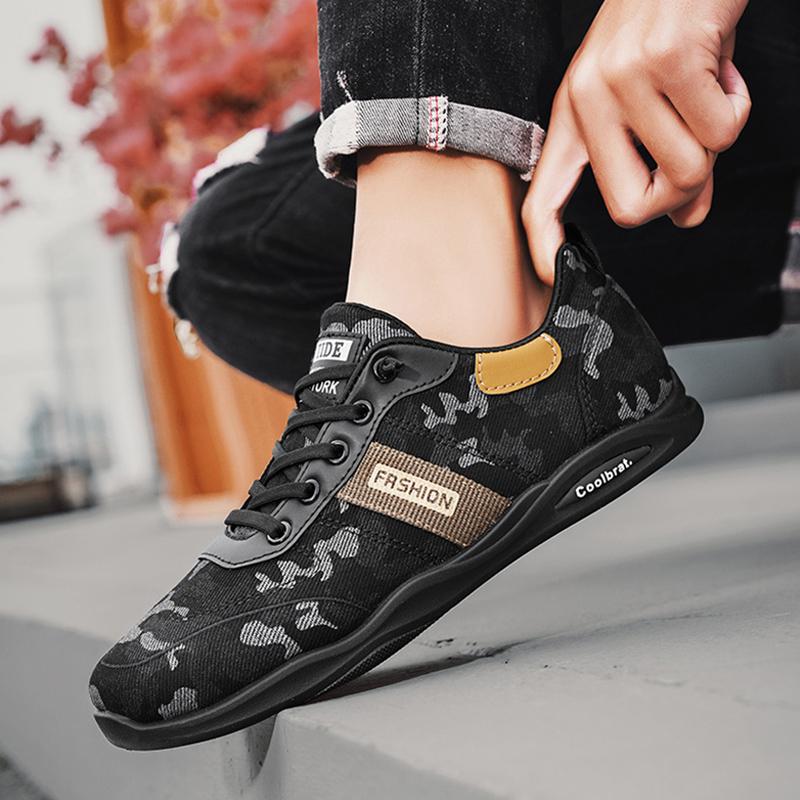 Весна Осень Мужская парусиновая обувь на плоской подошве Нескользящая брендовая крутая молодежная мужская уличная обувь Повседневная мягкая тканевая обувь