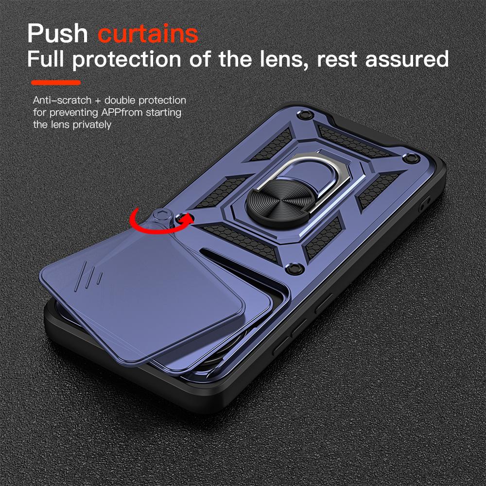 KEYSION Противоударный чехол для POCO F7 Pro Silicone+PC Slide Camera Lens Protection Ring Stand Phone Cover для Xiaomi POCO F7 Pro