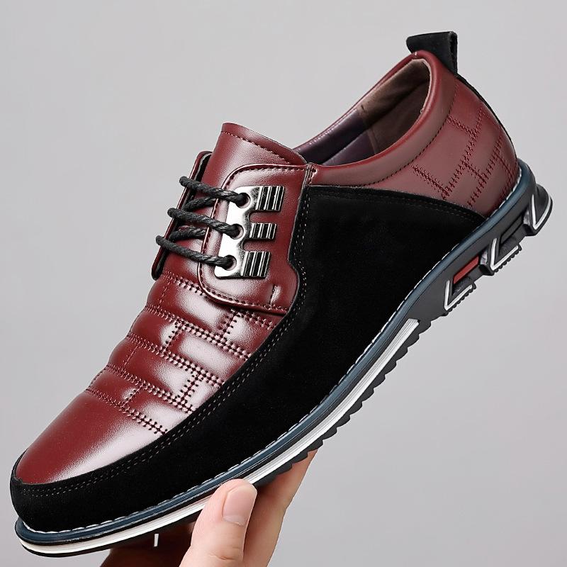 Brand Men'S Casual Shoes Fashion Classic Men'S Pu Leather Shoes Breathable Business Lace-Up Men Shoes Plus Size 38-50
