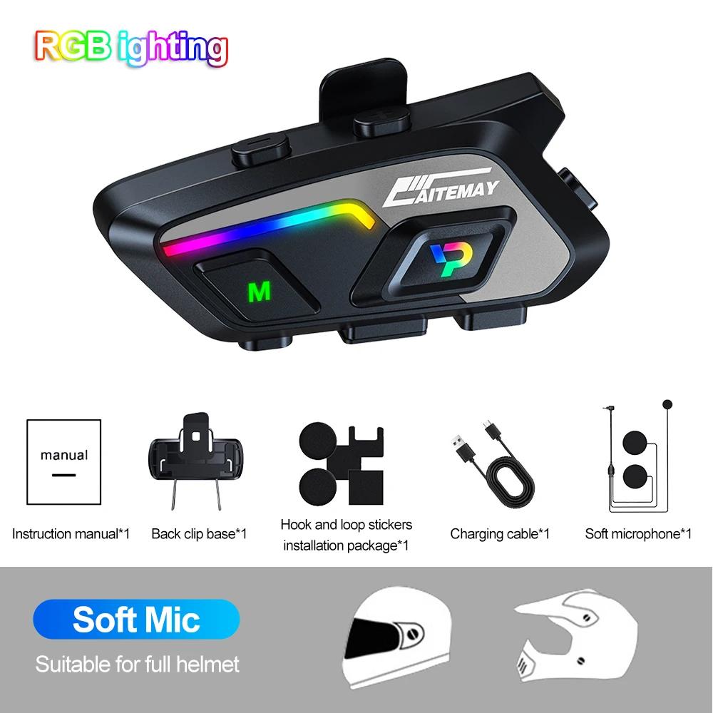 Motorcycle Helmet Bluetooth Headset10 Rider Half-duplex Intercom Distance 300 Meters BT5.3 Waterproof IPX7 with Ambient light