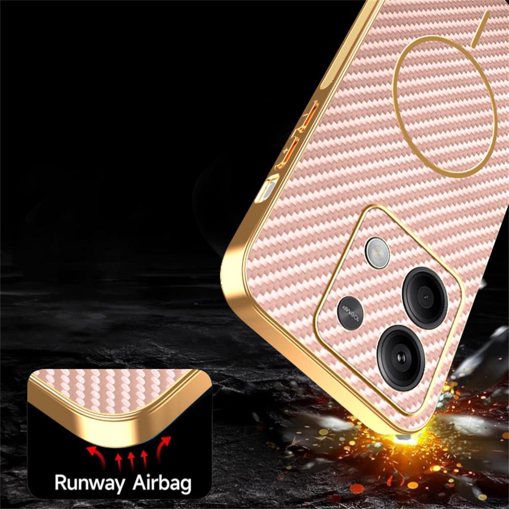 Чехол для телефона Xiaomi Redmi Note 13 5G, текстурированный под карбон, гальванизированный ТПУ, задняя крышка