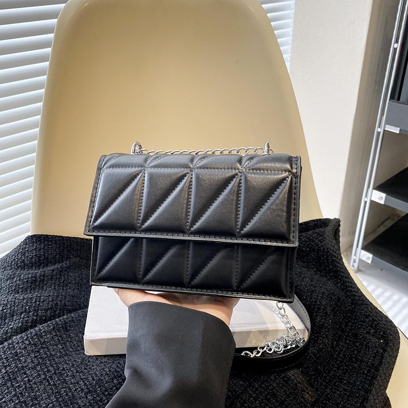 Твердые клетчатые сумки через плечо для женщин с цепочным декором, модная сумка через плечо для женщин для повседневного использования