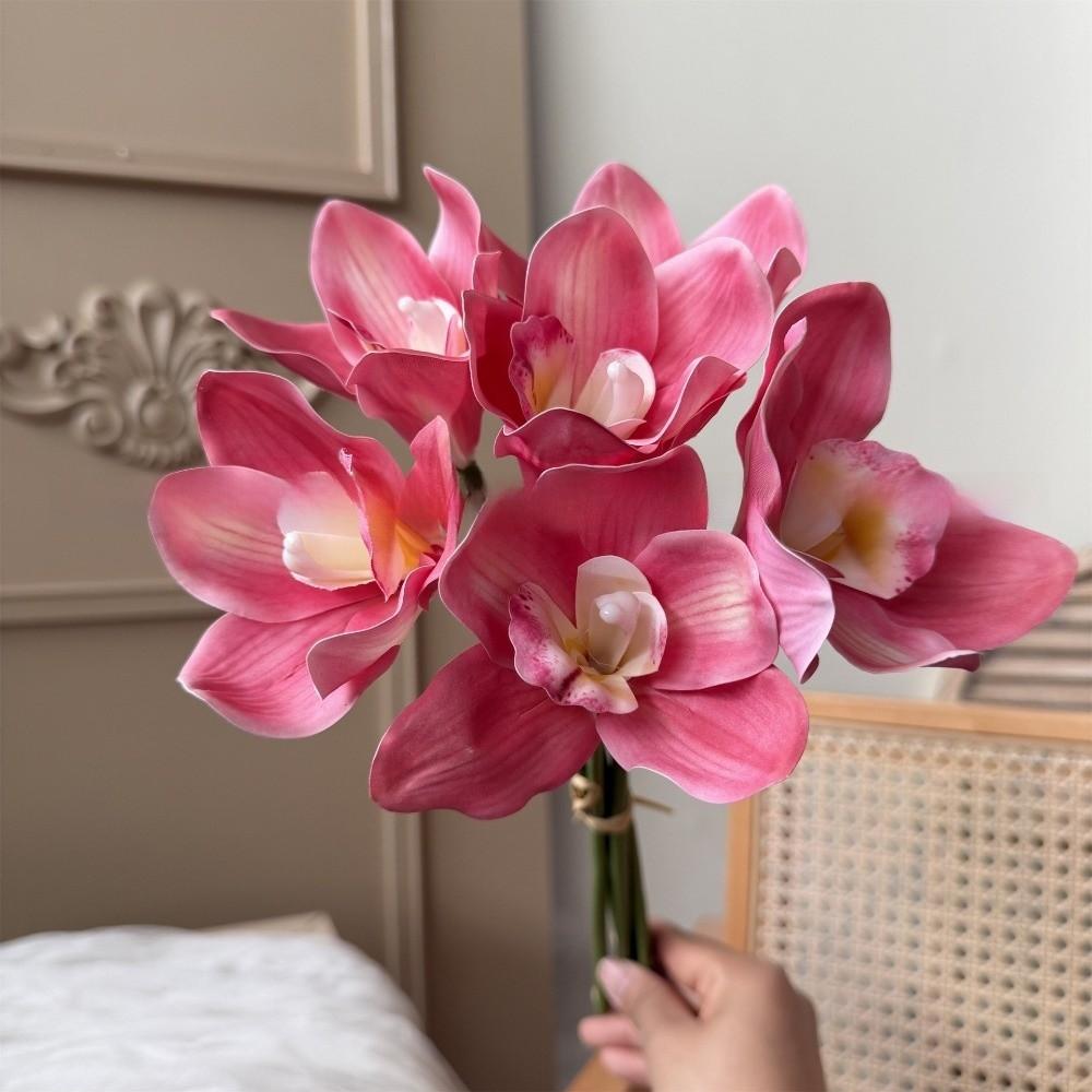 Magnolia Simulated Orchid Bouquet Real Touch Silk Fake Flower Wedding Decoration