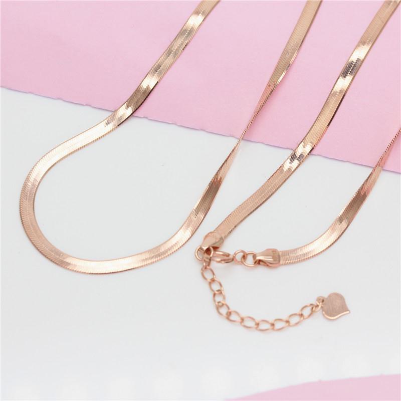 Пурпурно-золотой Простой Модный Щедрый Иностранный Стиль Изысканный Высококлассный Браслет Змеиная Кость Покрытый Розовым Золотом Ожерелье