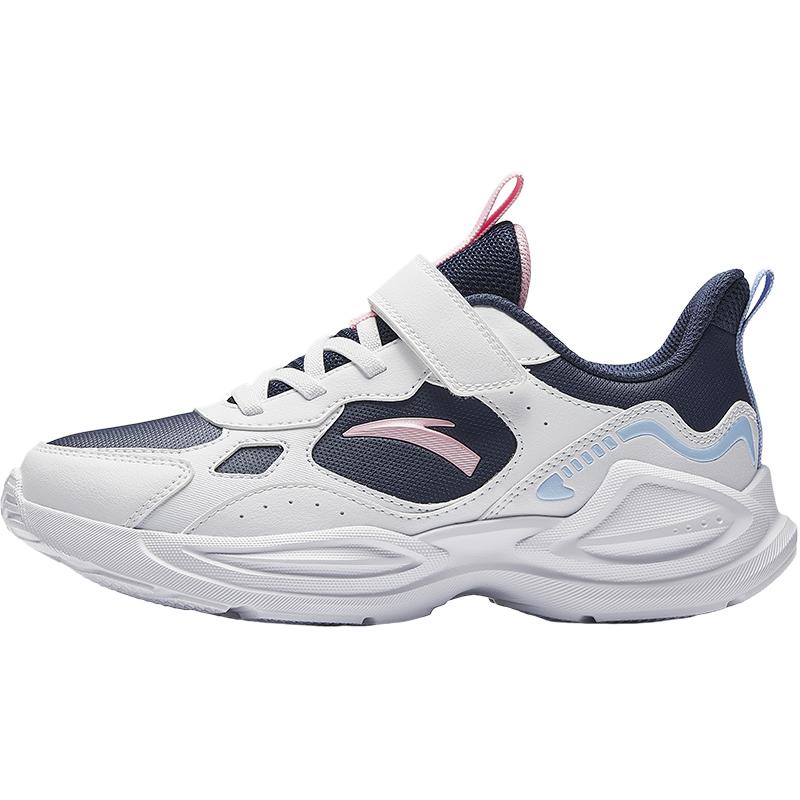 Anta Kids Synthetic Leather Fabric Trendy Versatile Lightweight Shock Absorbing Low Top Running Shoes Men Running Shoes Blue White A22445577N-2