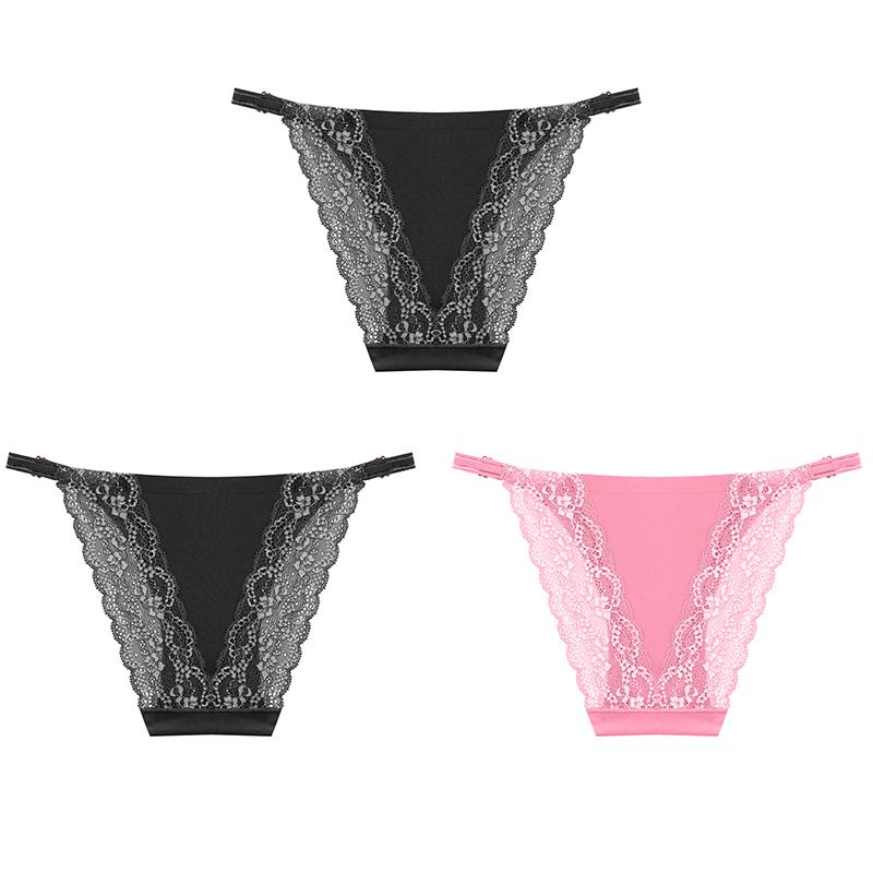 3PCS Sexy High Cut Breathable Panties V Waist Women Briefs Seamless Adjustable Strap Bikini Underwear for Women