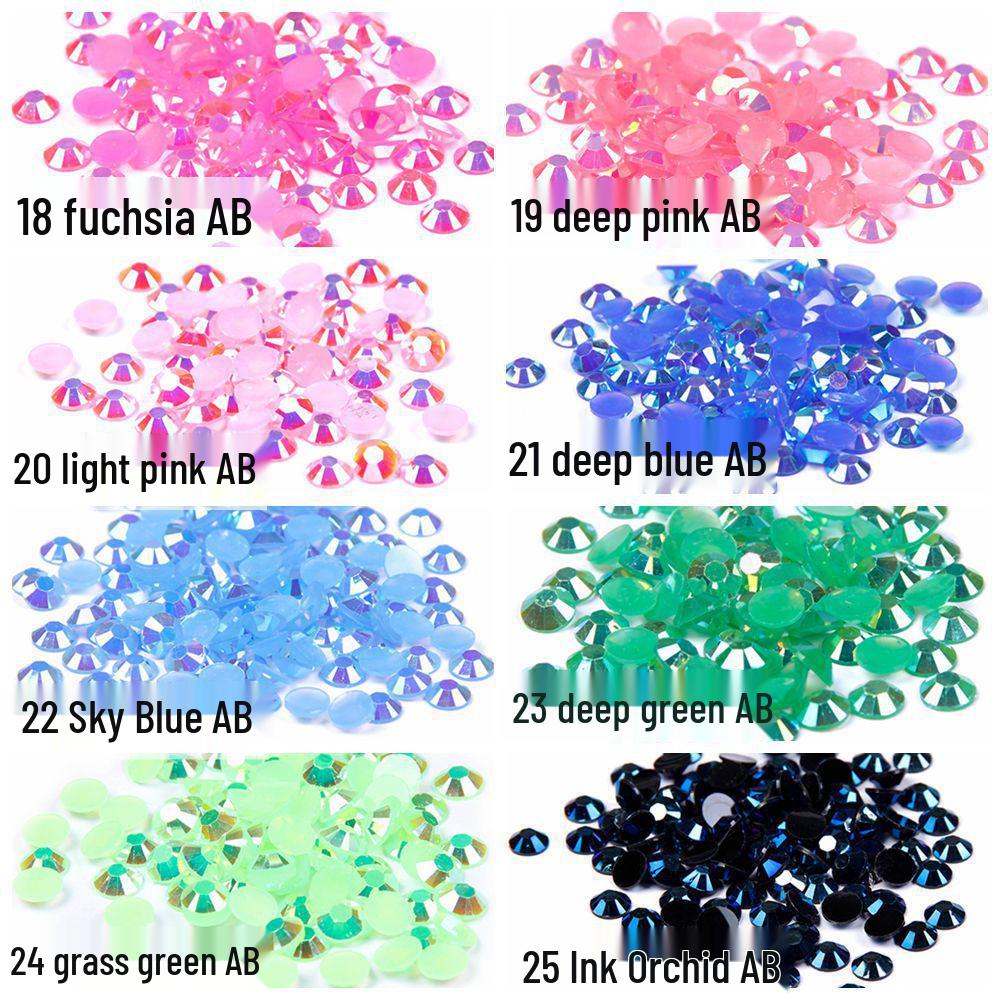 Multi-Color AB Jelly Resin Rhinestones, 2-6mm, 1000 Pcs, Flat Back for Nail Art