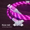 Светодиодный светящийся кабель для зарядки с эффектом потока 3 в 1, светящийся, для быстрой зарядки, Micro USB, Type-C, длина 1 метр, для фото, провод