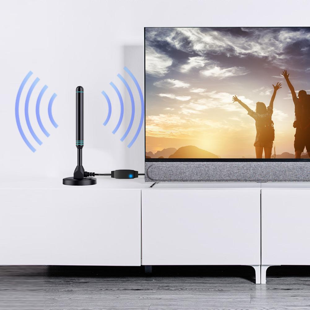 4K/1080P Portable HD TV Antenna with Signal Amplifier 480+ Miles Digital HD Aerial Magnetic Base VHF UHF for TV Receiver DVB-T2