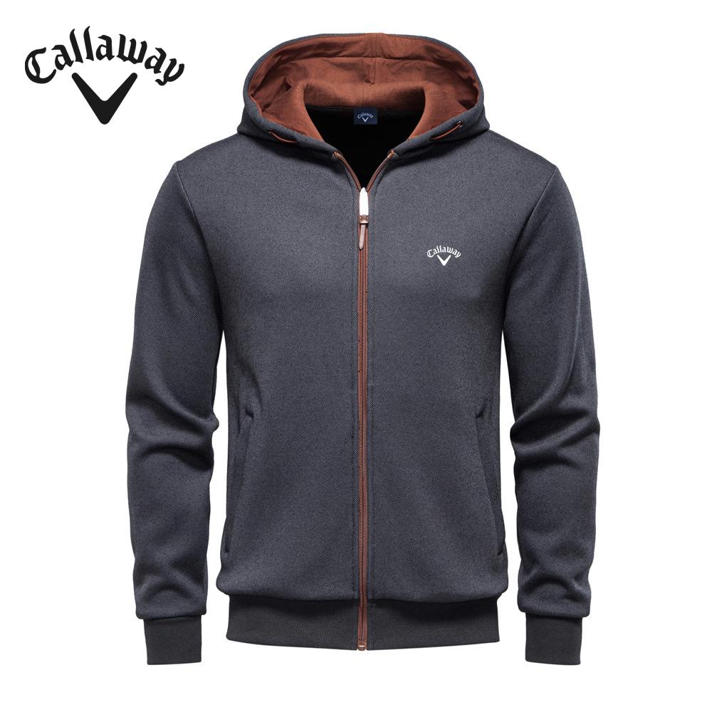 Callaway 2025 Autumn and Winter Embroidery New Men's Hooded Sweatshirt with Plush Insulation, High-quality Color Blocked Men's Top