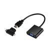 HDMI To VGA Adapter T Type Micro+Mini HDMI Connector For Set Top Box PS4 Xbox360 Black