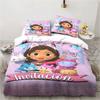 3D Gabbys Dollhouse Bedding Sets Cartoon Comforter Duvet Cover Set 3Pcs Bedroom Decor for Kids Single/Twin/Full/Queen/King Size