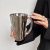 Silver Coffee Mug With Handle Stylish Milk Cup Polished Stainless Steel For Office Home Everyday Use
