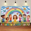 Cartoon Happy Children's Day Theme Background Feliz Día del Niño Child Party Decoration Backdrop Baby Shower Banner Supplies