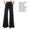 Women Long Pants Elastic High Waist Pockets Solid Color Trousers Casual Loose Fit Wide Leg Flared Pants Streetwear