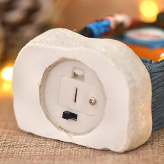 Christmas Winter Village House Ornaments Mini Light-up Christmas Shop with Santa Resin Desktop Figurine Holiday Home Decor