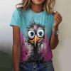 Летние винтажные футболки с 3D-принтом с изображением животных из мультфильмов, женская уличная одежда, повседневная футболка с коротким рукавом Y2k, футболки с круглым вырезом, топы, одежда