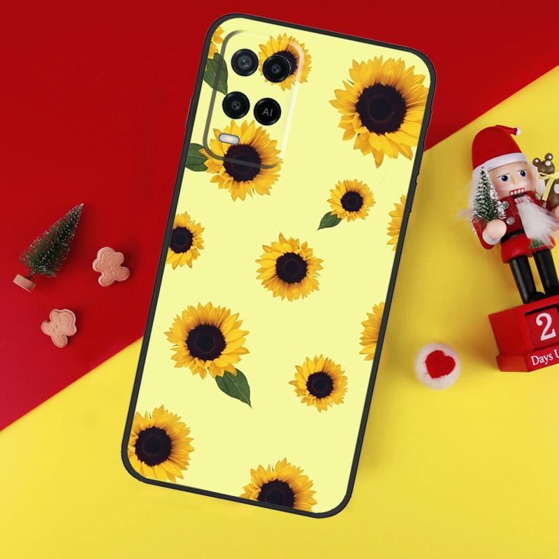 Sunflower Case For Oppo A94 A74 A54 A60 A40 A80 A16 A76 A96 A98 A58 A78 A18 A38 A57 A17 A15 A5 A6 Pro