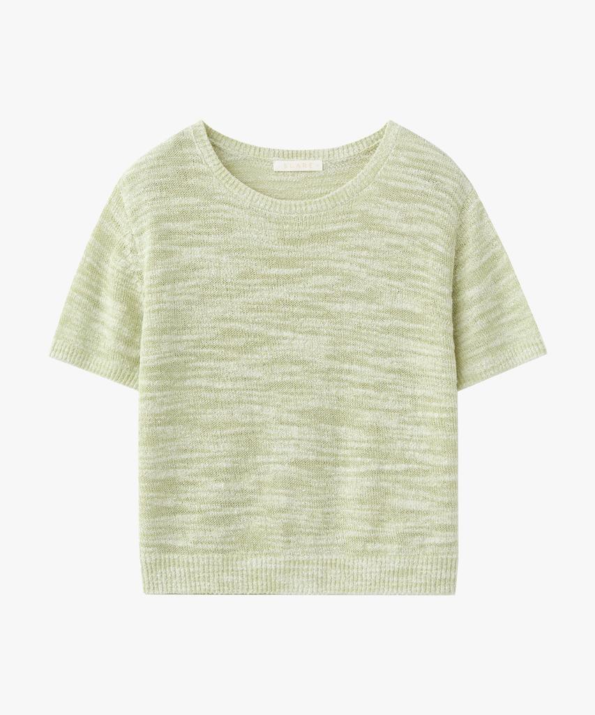 SUARE WOMEN Cotton Slub Crop Half Knit Light Green