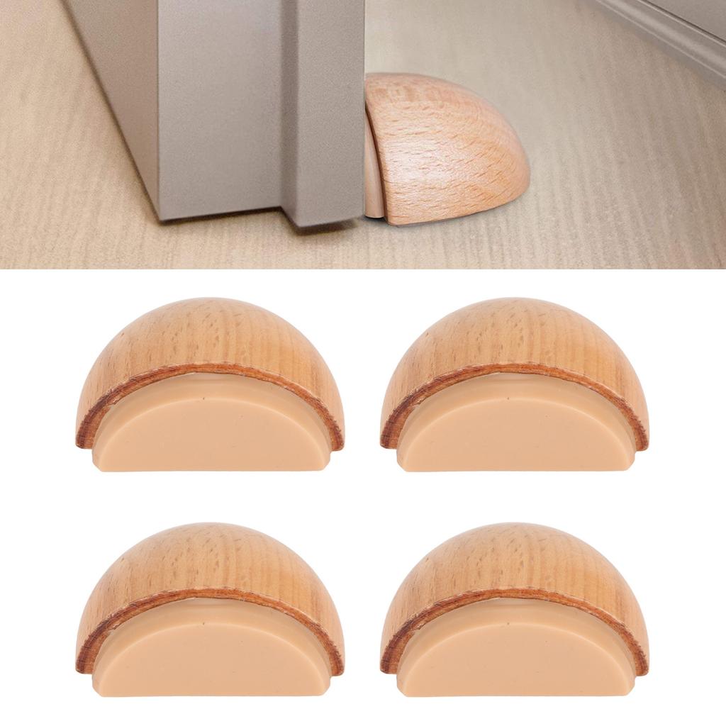 4 шт. Деревянный дверной стопор многоцелевой бесшумный предотвращает столкновение сверление бесплатно амортизирующий дверной пробой
