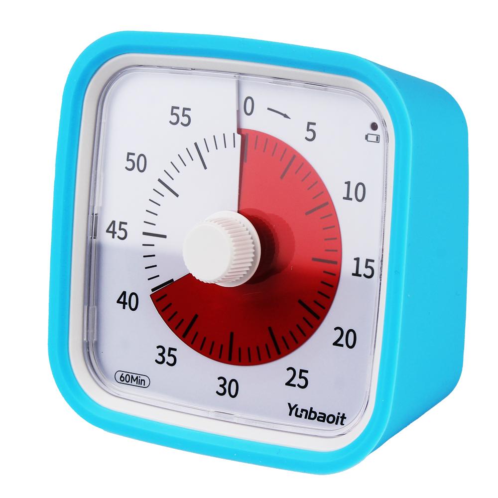 Таймер обратного отсчета Детский будильник Инструмент для управления временем с ночником и защитным чехлом Визуальный таймер на 60 минут Бесшумный режим