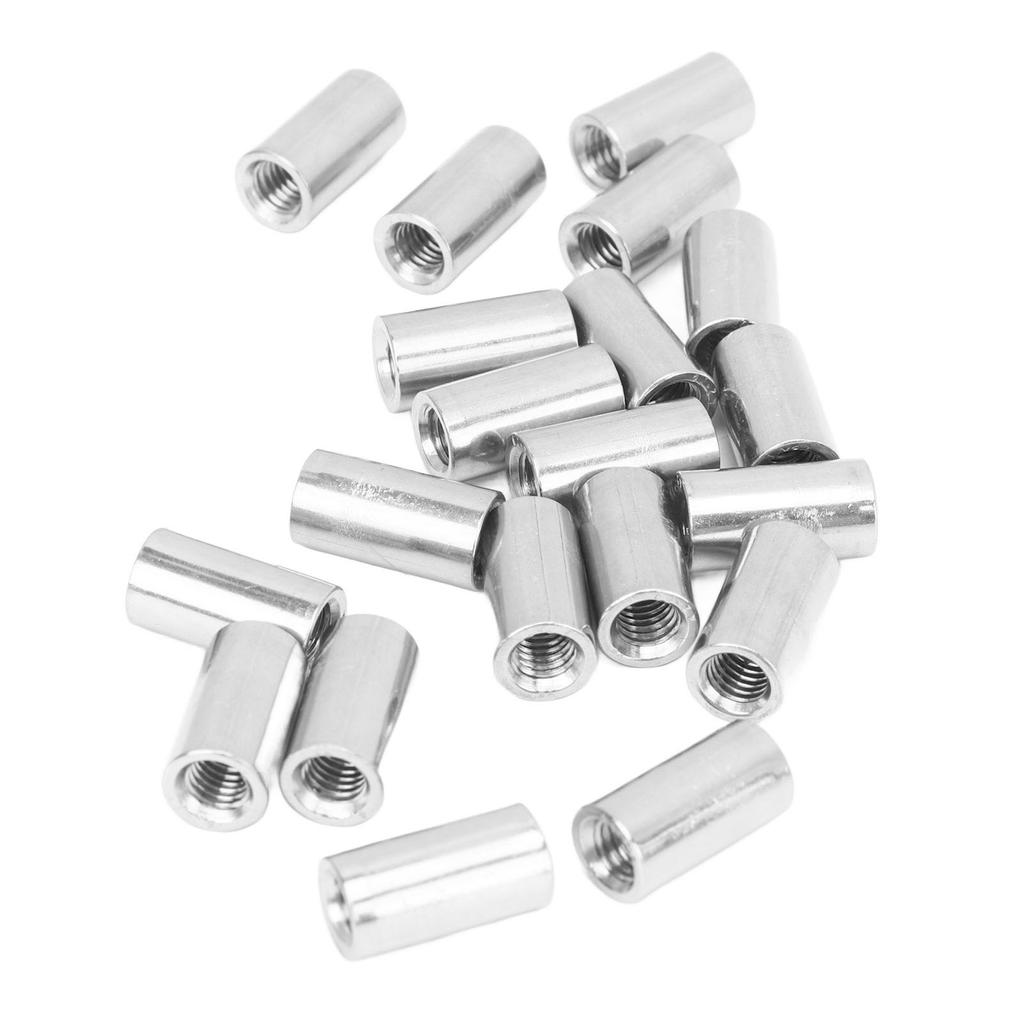 20PCS Round Coupling Nut Kit M6 X 1.0 10 L20mm Stainless Steel Female Thread Connection Nut for Indoor