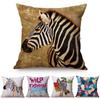 Zebra Cushion Cover Colorful Stripes Pillow Case Africa Watercolor Painting Animal Pillow Covers Bedroom Sofa Decoration