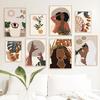 Black Girl Monstera Flower Abstract Boho Wall Art Canvas Painting Nordic Posters And Prints Wall Pictures For Living Room Decor