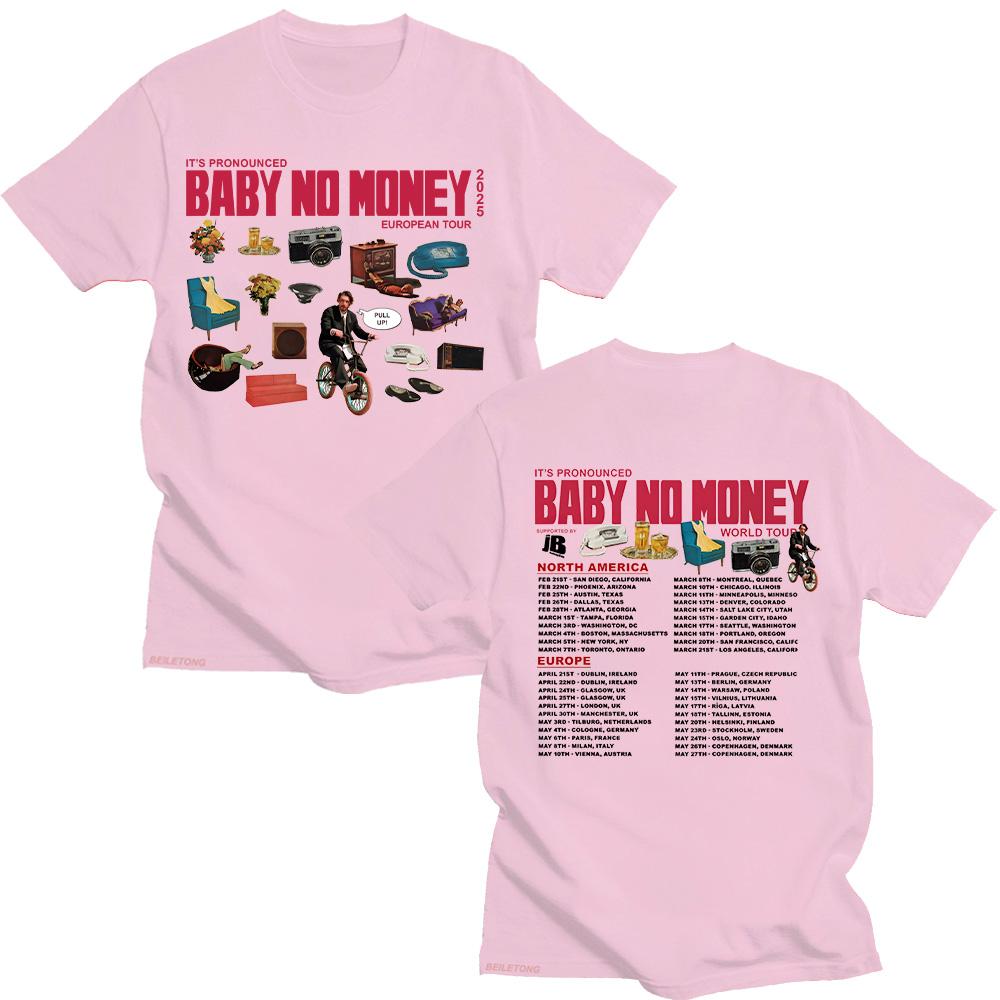 Bbno$ It's Pronounced Baby No Money European Tour 2025 Футболки Рэперская юмористическая хлопковая футболка с коротким рукавом Летние топы унисекс